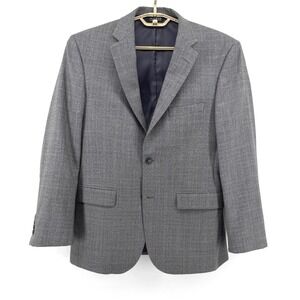 Jos A Bank Travelers Collection Mens 40R Grey Glen Plaid 100% Wool Blazer Jacket